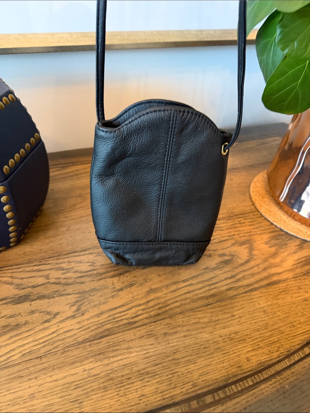 Classic Black Leather Crossbody Bag -